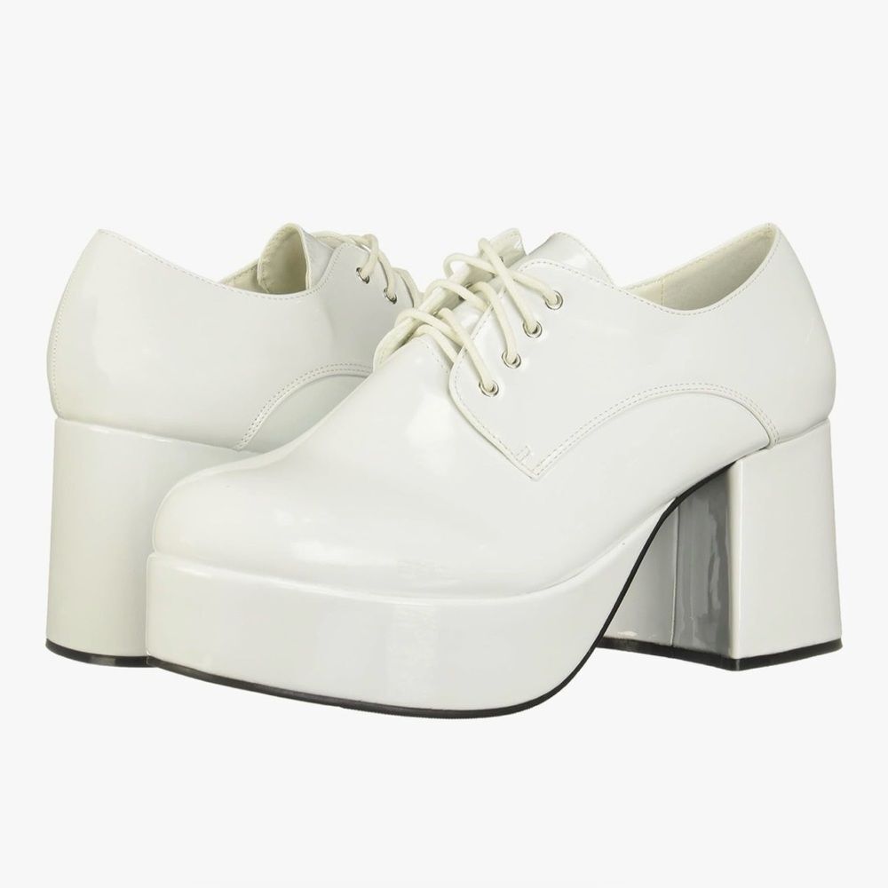 Ellie Shoes Men's White Pimp Shoe Chunky Heels XS 7